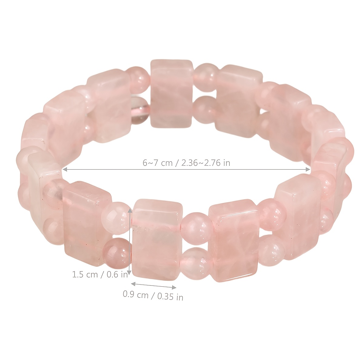 Bohemian Rose Quartz Women's Elastic Bracelet, Casual Gift